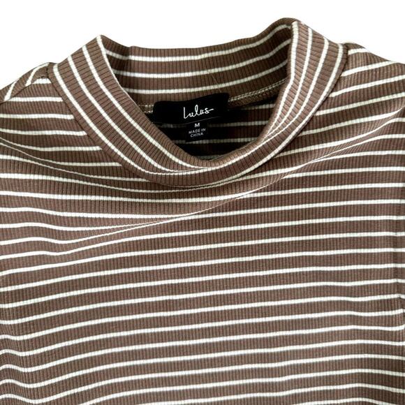 White and Brown Beige Striped Sleeveless Tank Bodysuit Women's Size Medium - Picture 3 of 4